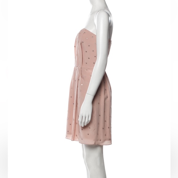 REBECCA TAYLOR SIZE 0 blush pink strapless mini dress w mirrored polka dots - Picture 4 of 5
